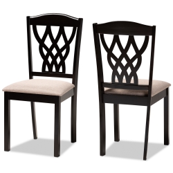Baxton Studio Delilah Modern and Contemporary Sand Fabric Upholstered and Dark Brown Finished Wood 2-Piece Dining Chair Set